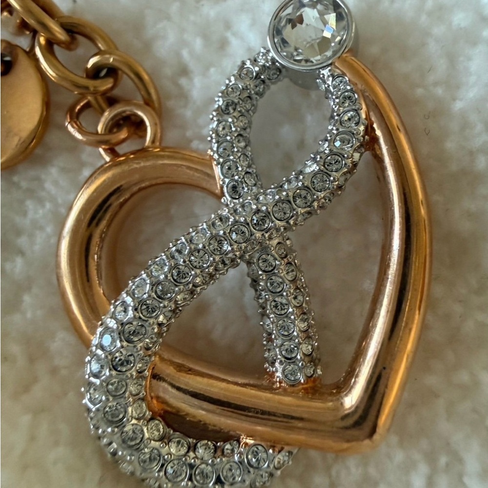 Swarovski Gold and Silver Infinity Heart Keychain/Infinite Bag Charm - Picture 5 of 5